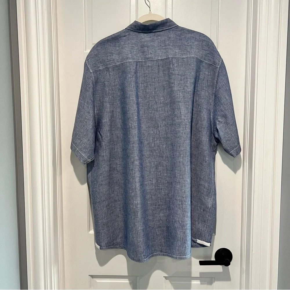 Tommy Bahama Men’s Linen Button Down Shirt Casual Resort Style Chambray Blue XL